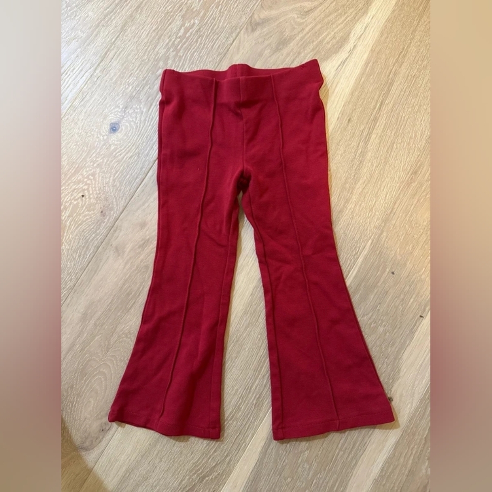 Kids Red Flared Knit Bottoms